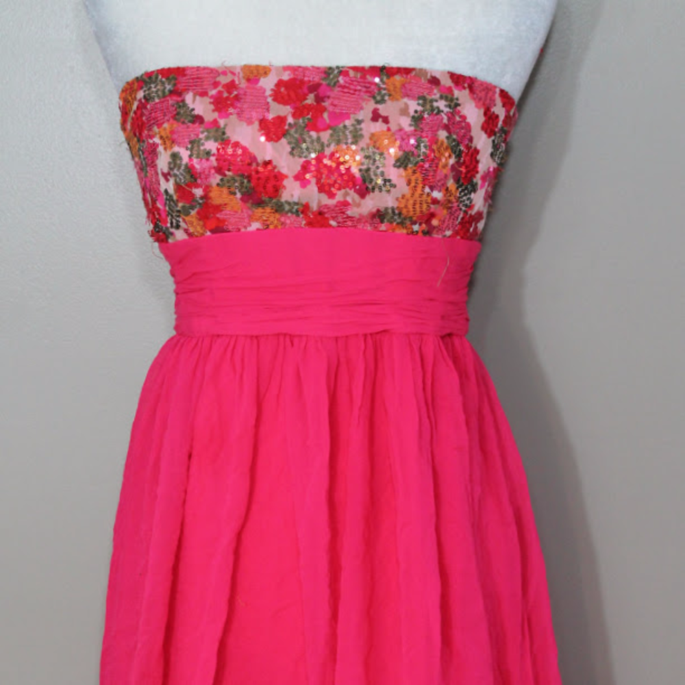 Calvin Klein Strapless Sequin Bodice Knee Length