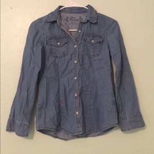 MUDD Long Sleeve Denim Button Down