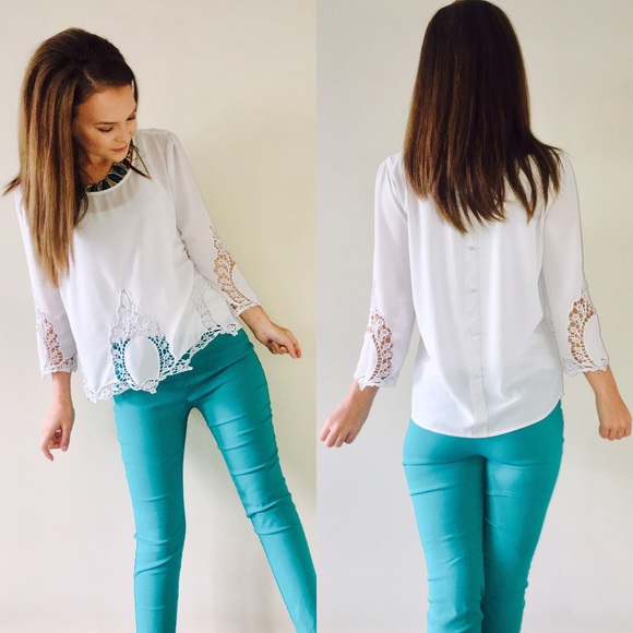 Charming Charlie Tops - CC | White Crochet Blouse