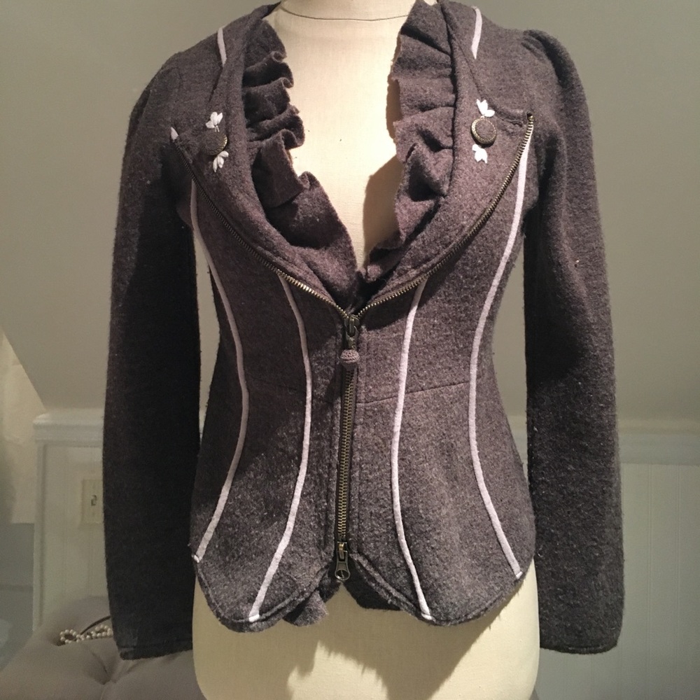 Anthropologie Edelweiss Zip-up Sweater-Blazer