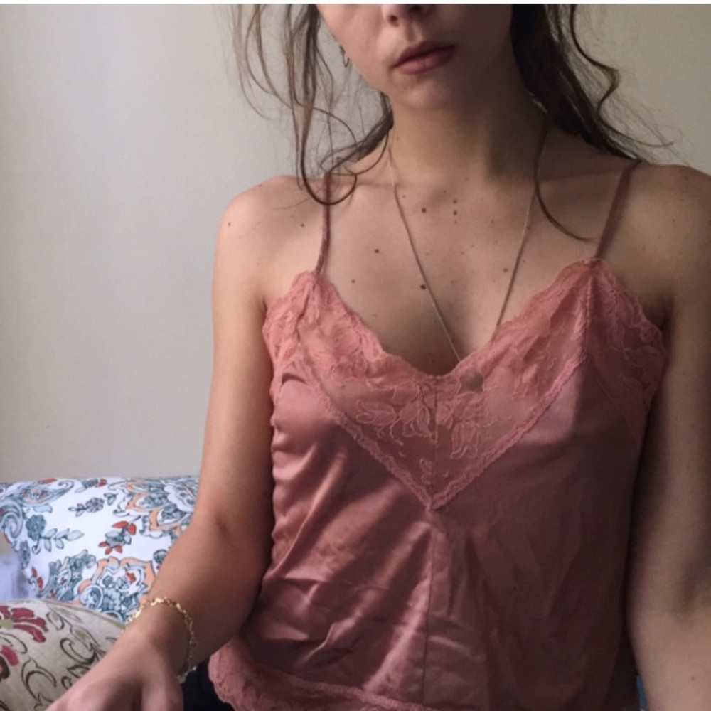 pink silk tank