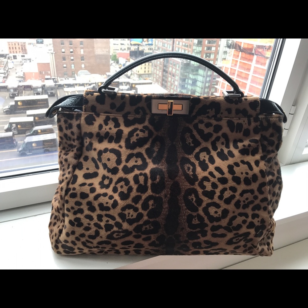 Fendi Leopard Pony-style Calfskin Tote
