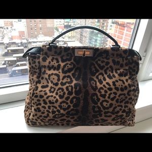 Fendi Leopard Pony-style Calfskin Tote