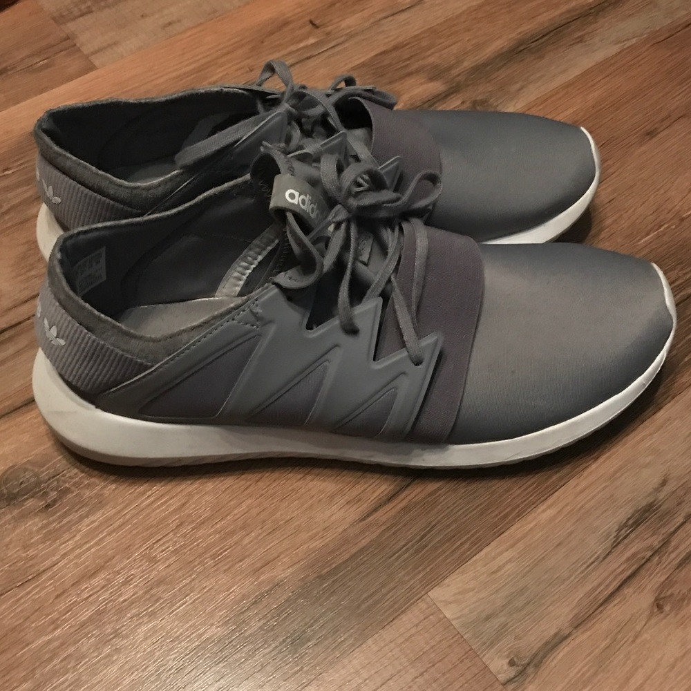 new grey adidas tubular sneakers