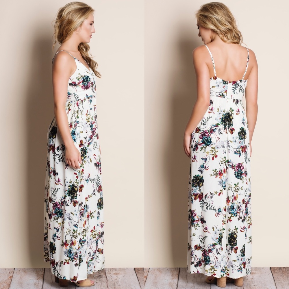 White Floral Maxi Romper - Picture 2 of 4