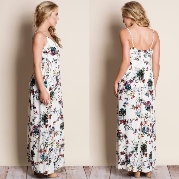 White Floral Maxi Romper - Picture 2 of 4