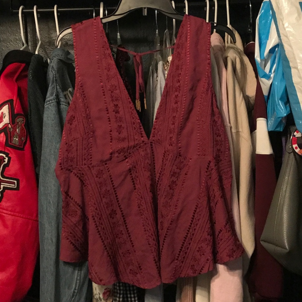 new burgundy blouse from free people