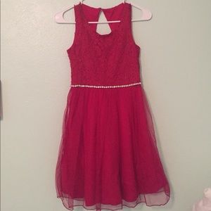 Girls Red Lace Dress