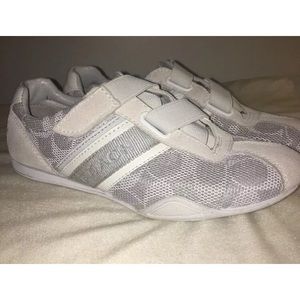 Coach Sneakers w/Logo Sz 5M Fabric/Suede White