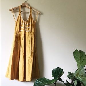 Anthropologie Mustard yellow halter dress