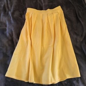 NWT Anthropologie Yellow Pleated Midi Skirt