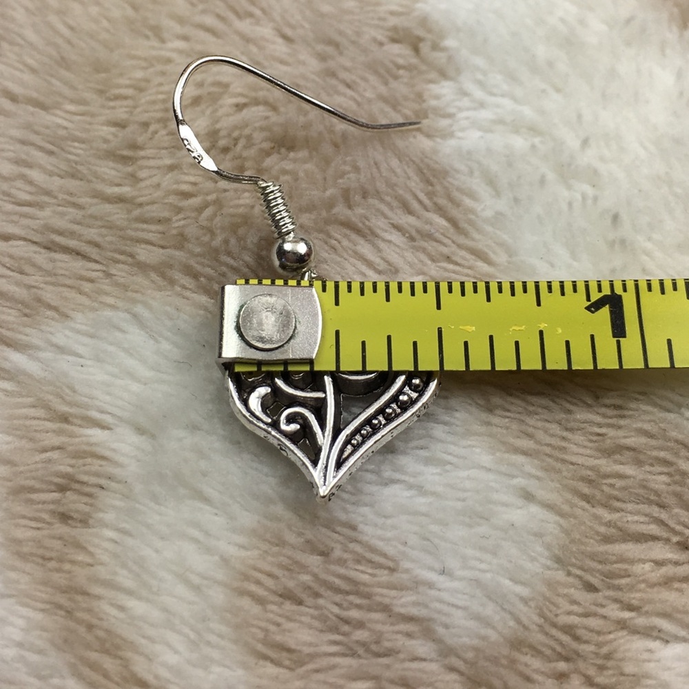 Sterling Silver Tibetan Heart Earrings - Picture 6 of 7