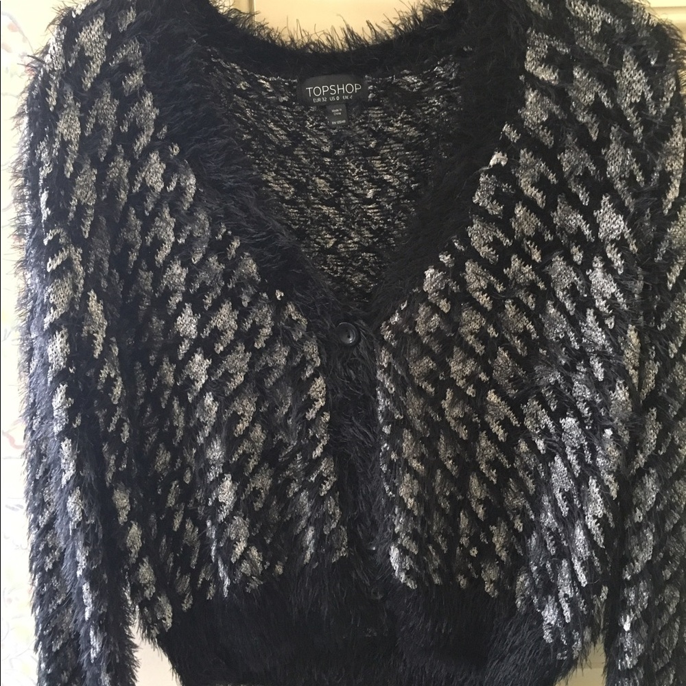 Topshop fuzzy cardigan sweater