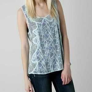 Gimmicks by BKE embroidery mesh overlay tank