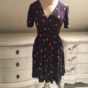 Navy Floral V-neck Anthropologie Dress