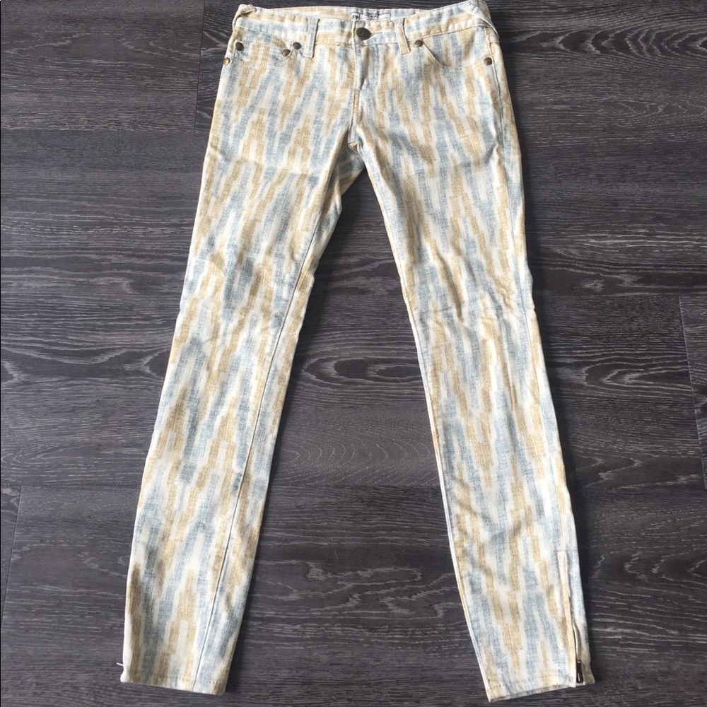 FP blue/tan printed jeans