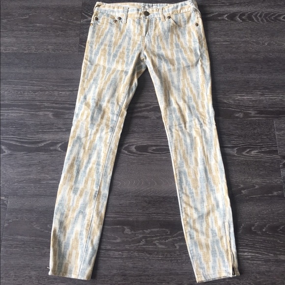 FP blue/tan printed jeans - Picture 1 of 4