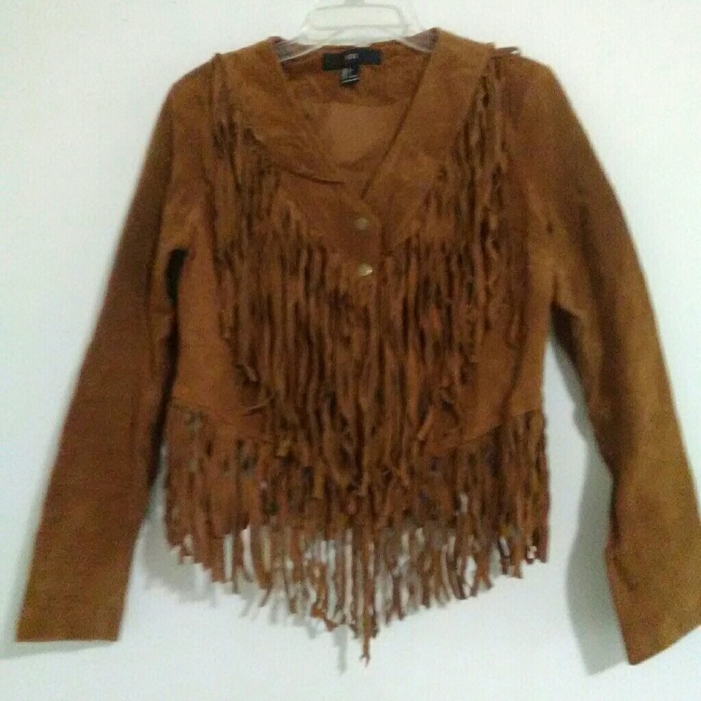 Leather fringe jacket