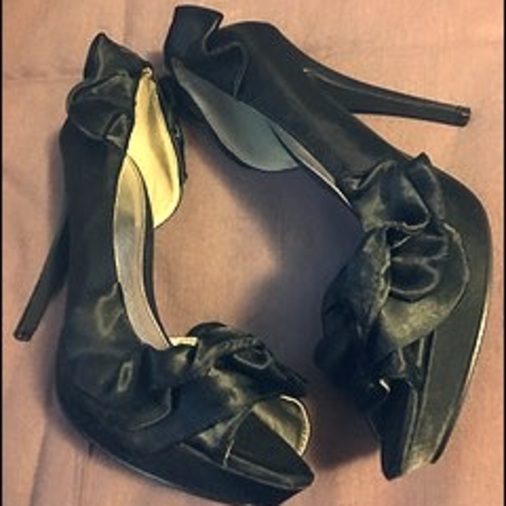 Black Satin Heels
