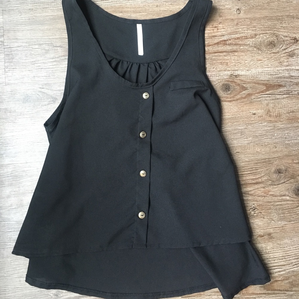 Francesca's tank with gold buttons