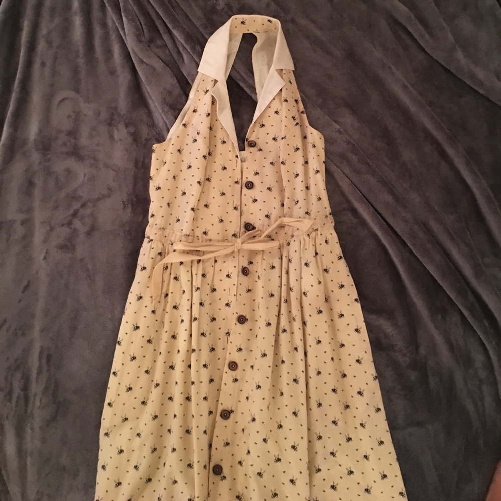 Anthropologie Yellow 🐝 button down halter dress