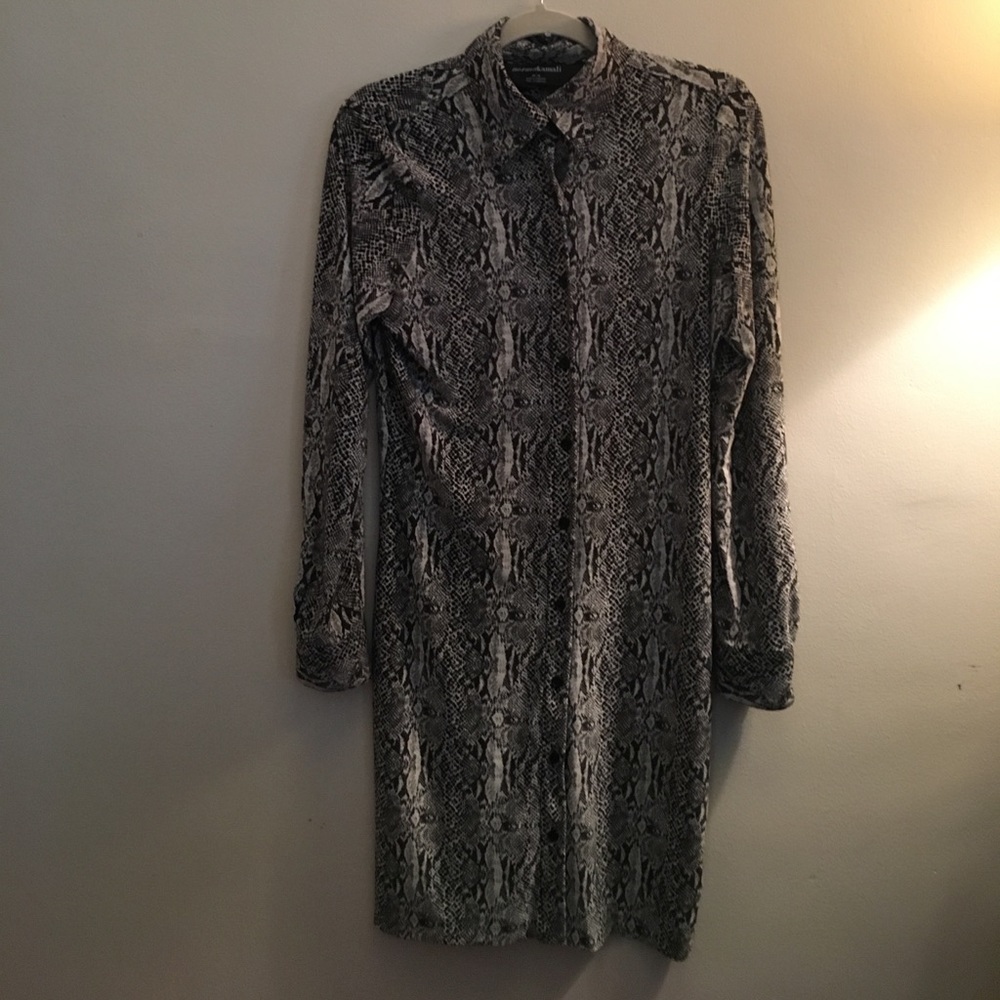 Snake print button up dress.