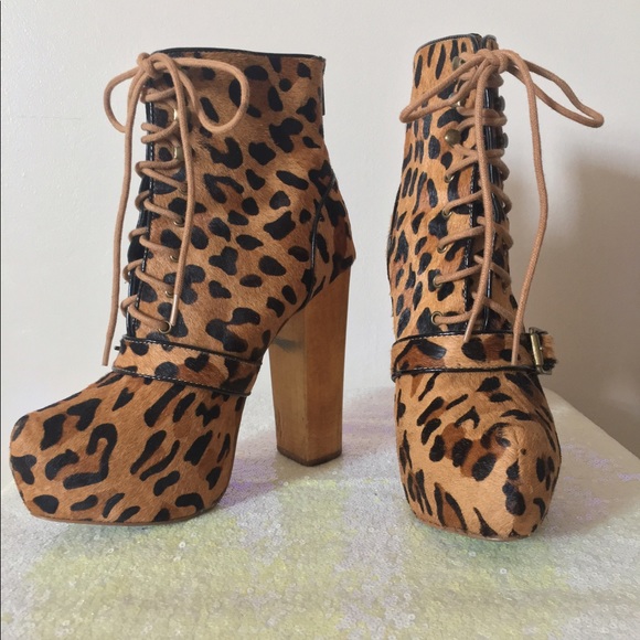 lace up leopard booties