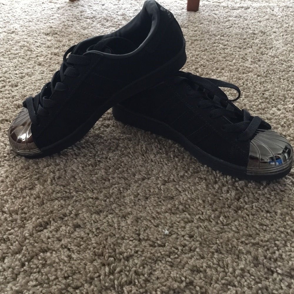 Adidas All Black Chrome Toe Shoes