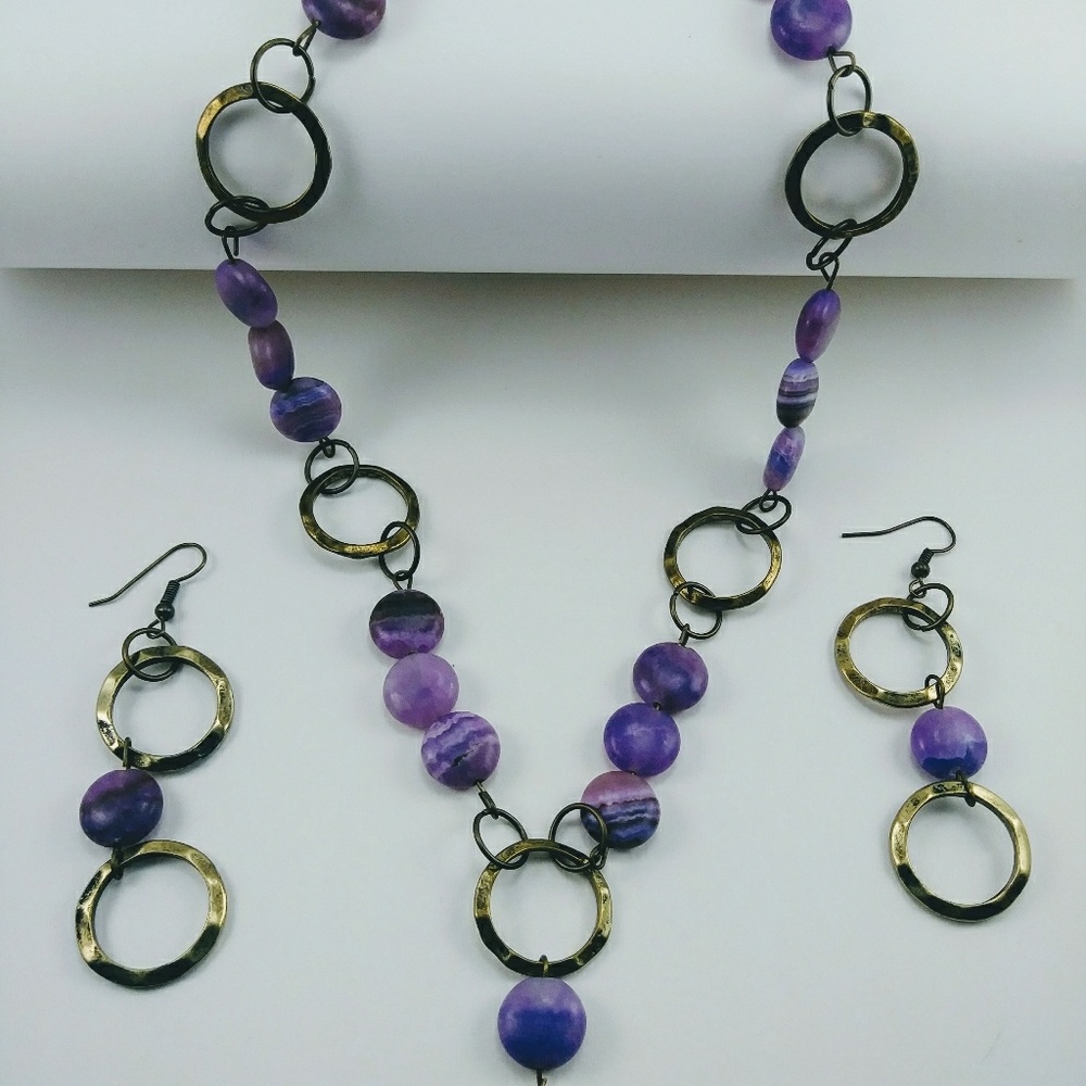 Antique Metal & Natural Stone Necklace Set