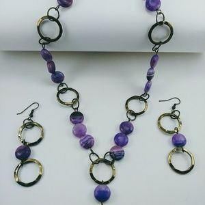 Antique Metal & Natural Stone Necklace Set