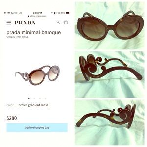 Prada Womens Minimal Baroque Brown Sunglasses.