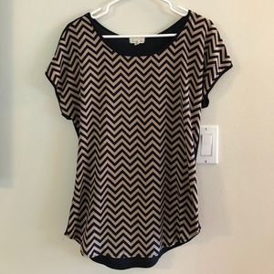 Navy and Camel Chevron Tee