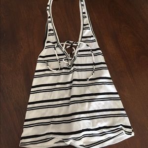 Black and white halter top
