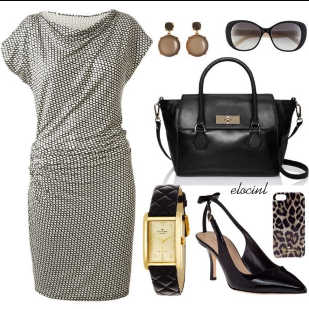 CAbi Monroe Dress #614 Black & White Graphic Dress