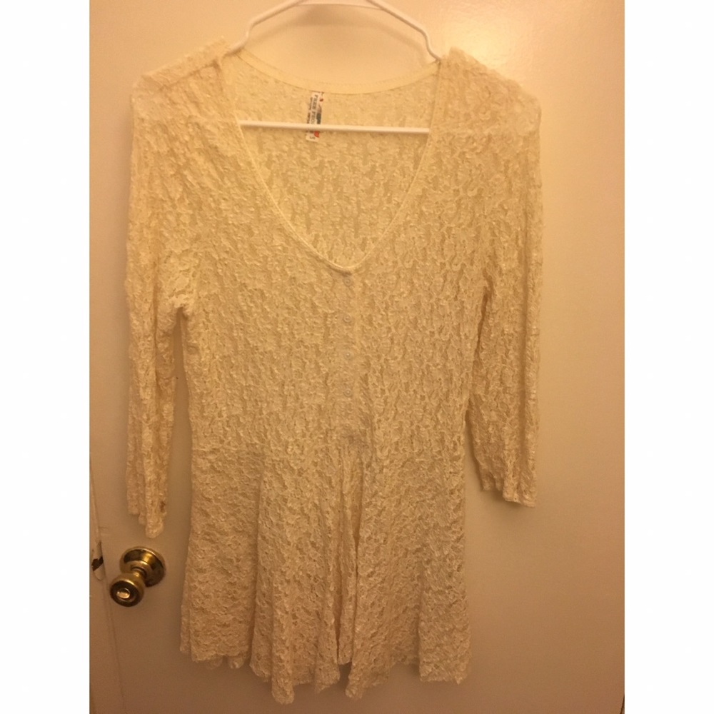 Free People Ivory Lace Tunic