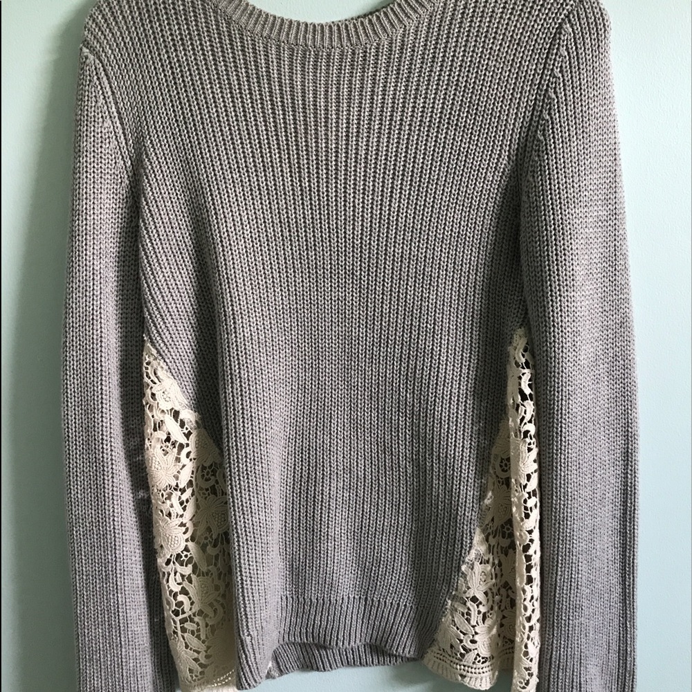 Grey Sweater with lace detailing