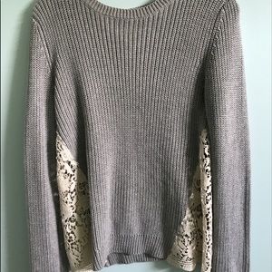 Grey Sweater with lace detailing