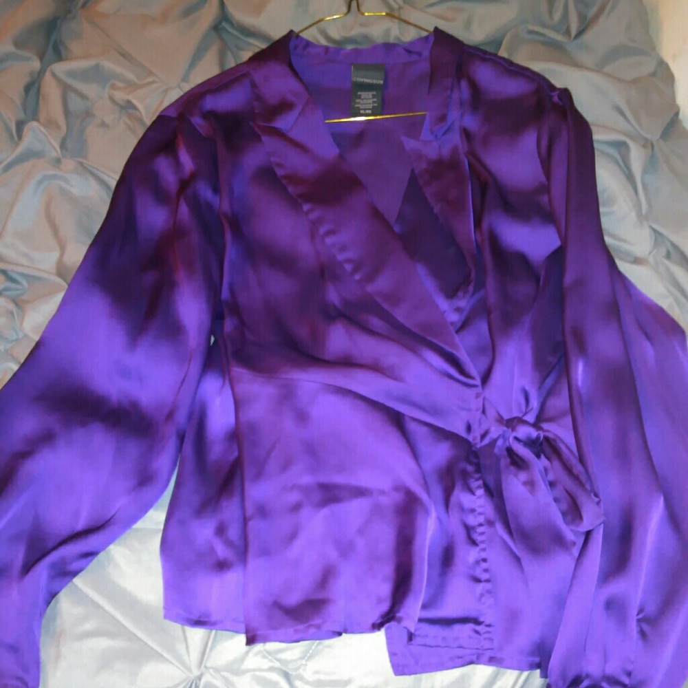New without tags Purple silky wrap style top
