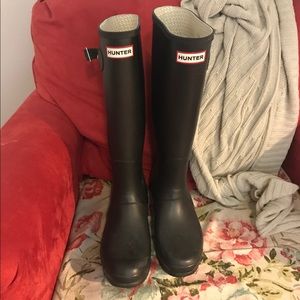 Hunter boots tall black matte