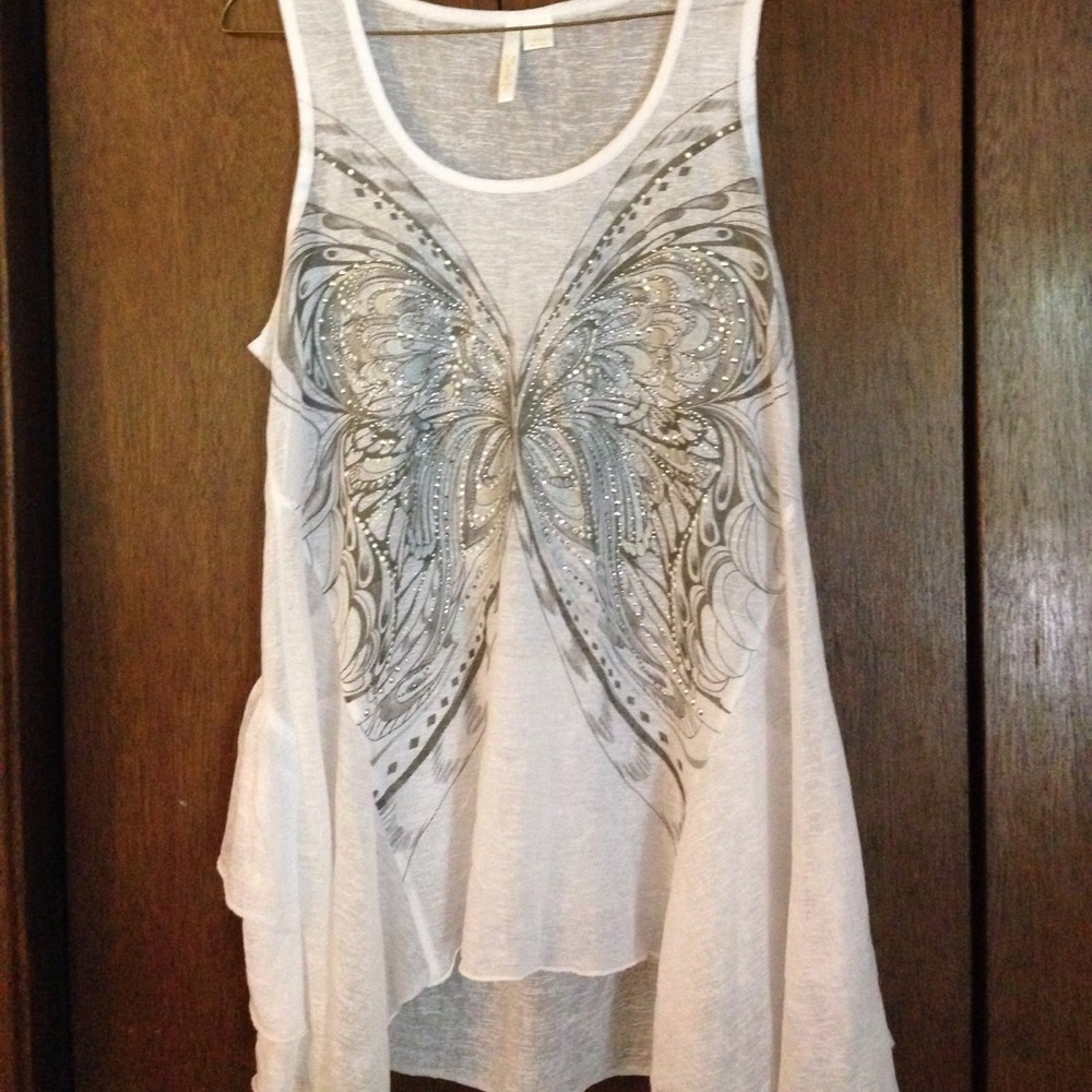 Butterfly bling tank top