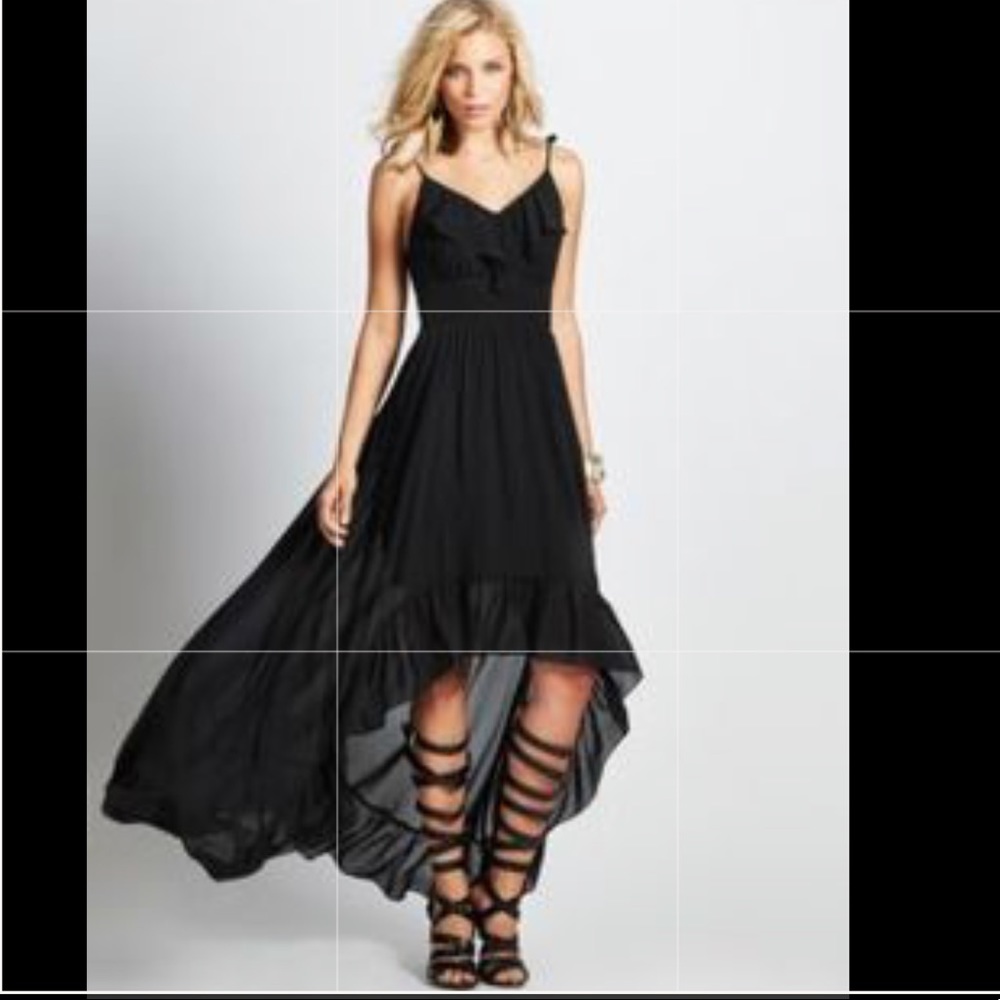 Guess black cascade chiffon dress Size XS
