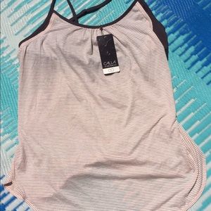 Valuable double layer strip tank top