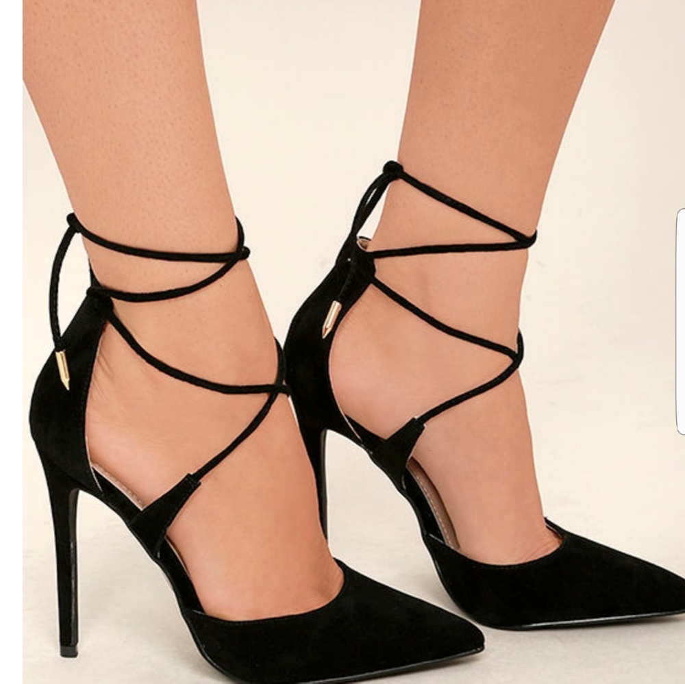 New! Black suede lace up heels new!