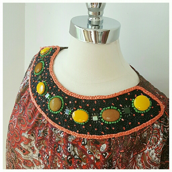 Paisley Embellished Neckline Dress - Picture 2 of 6