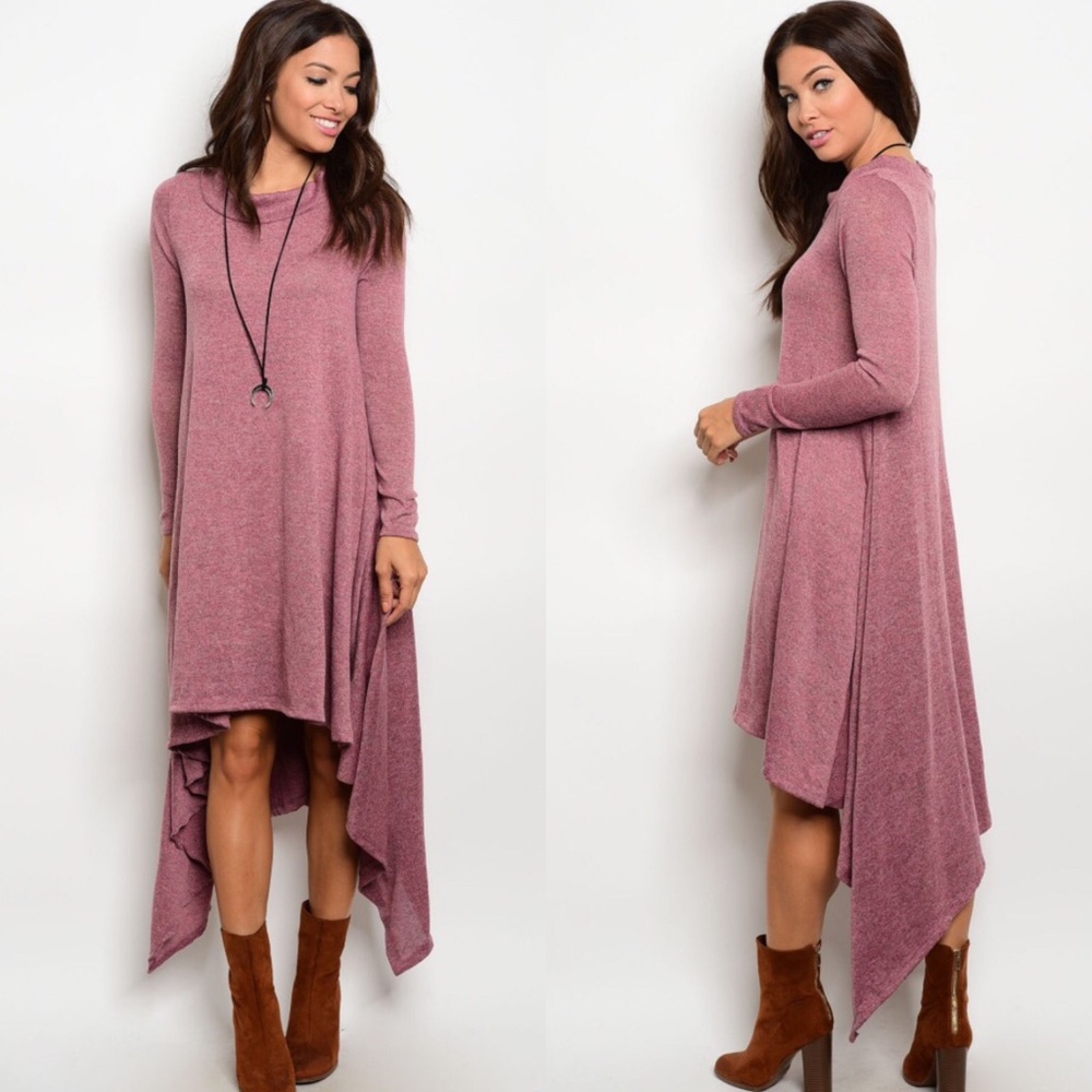 🎉CLEARANCE🎉 Mauve Asymmetric Sweater Dress - Picture 2 of 3