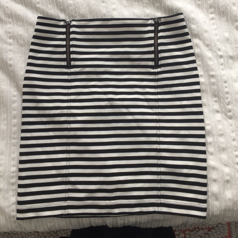 Black and white striped mini from Aritzia