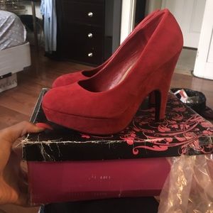 Red suede heels
