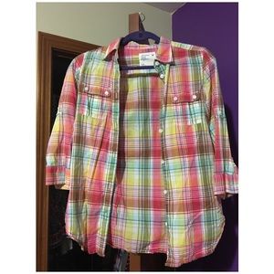 Multi-colored plaid hollister brand long sleeve