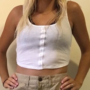 Basic white ribbed crop top