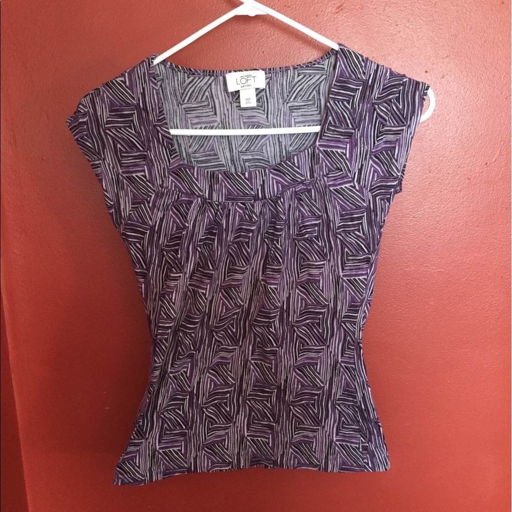 NWOT Purple, white and black square necked tee